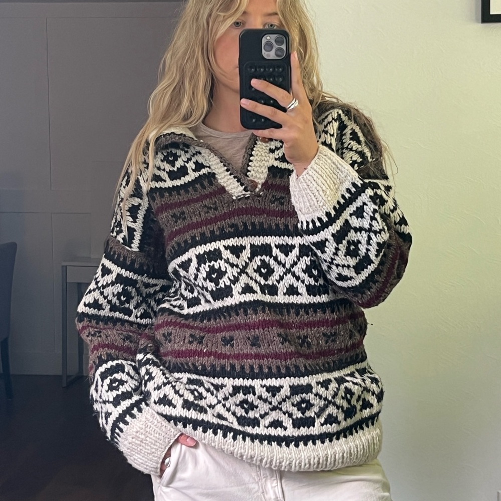 Vintage Wool Cowichan Sweater